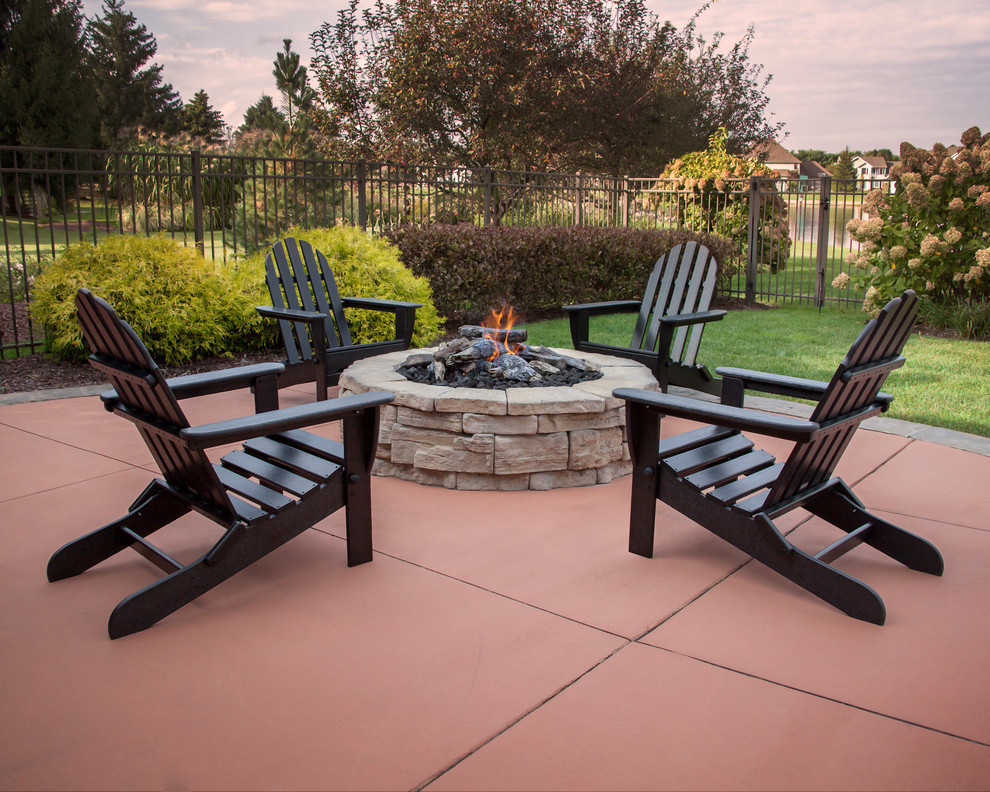 Ivy Terrace Classics 4 Piece Folding Adirondack Conversation Set   Transitional   Adirondack Chairs   by POLYWOOD  Houzz