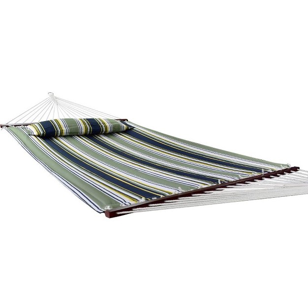 Sorbus Double Hammock With Stand Quilted Fabric Blue Aqua