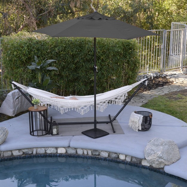 9 x27 X 9 x27 Steel Market Polyester Patio Umbrella With Crank Lift And Push button Tilt Taupe Astella