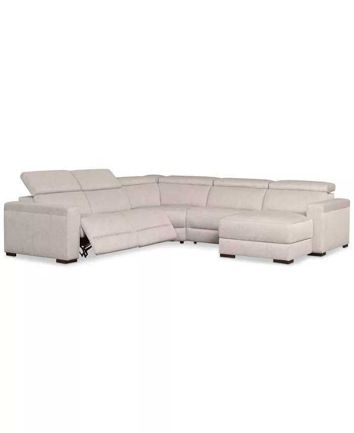 Furniture Nevio 124 5-Pc. Fabric Sectional Sofa with Chaise