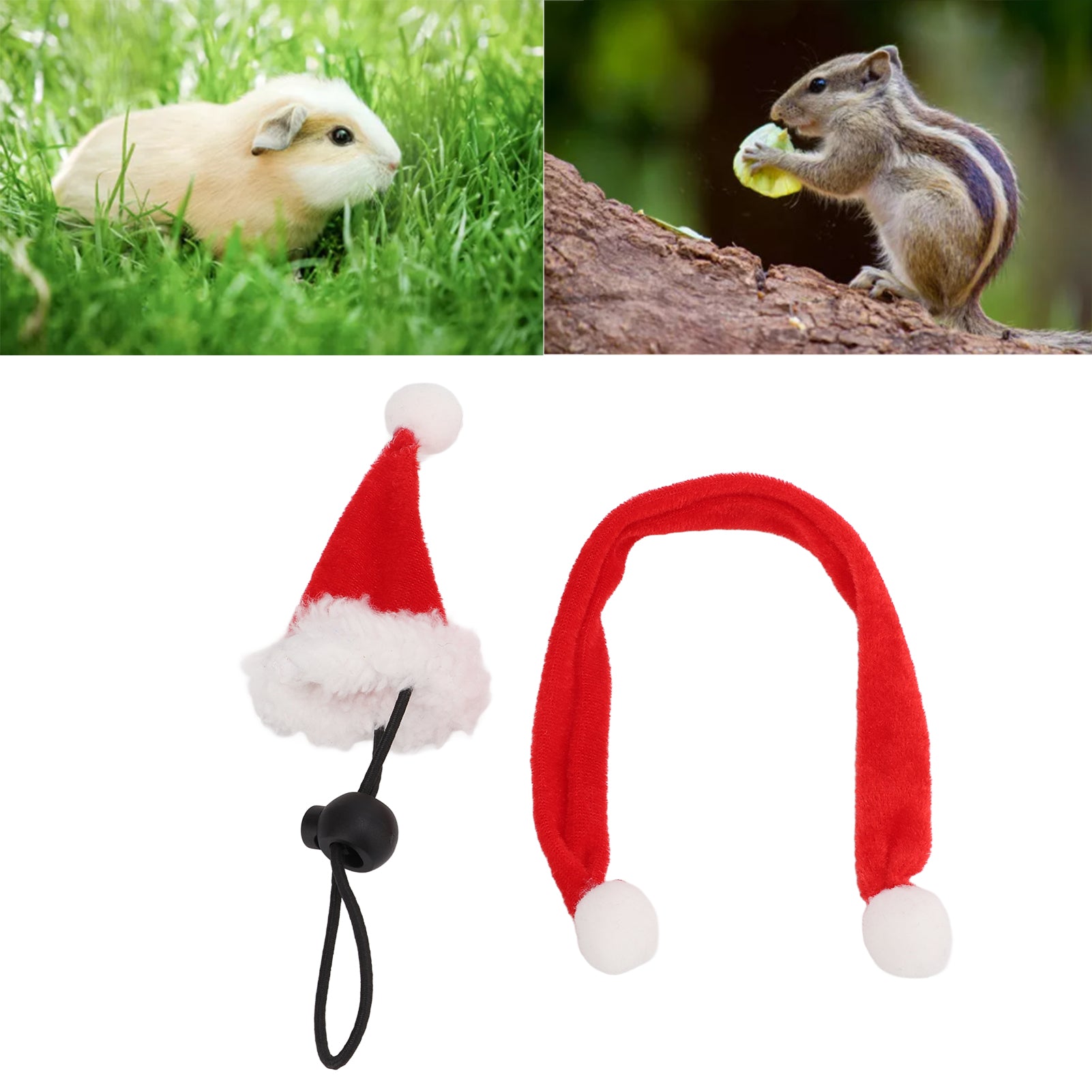 Pet Hat Scarf Set， Reptile Christmas Costume Soft Firmly Fix Wearable Flannel  For Guinea Pigs For Hamsters For Lizard