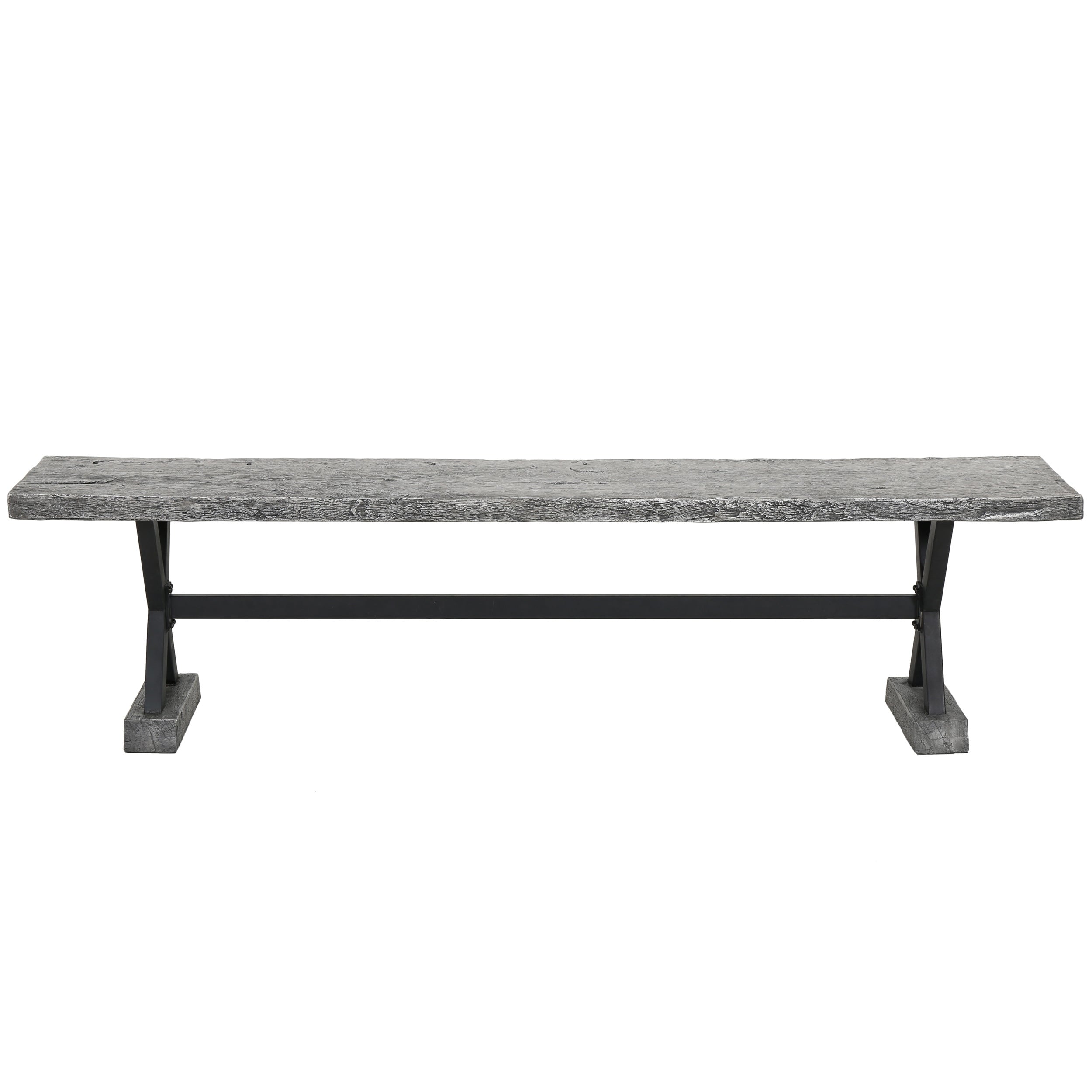 Catelyn Outdoor Concrete and Steel Dining Bench, Grey