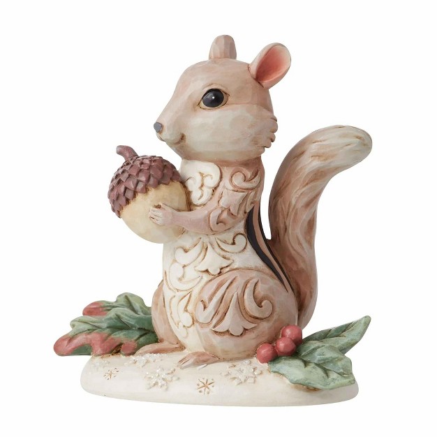 Jim Shore Chipmunk Holding An Acorn One Figurine 3 5 Inches Winter Woodland Holly 6012687 Resin Multicolored