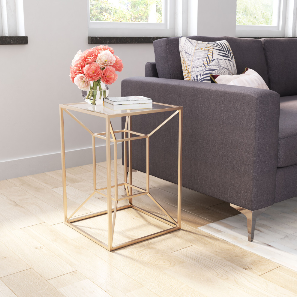 Canyon Side Table Gold   Contemporary   Side Tables And End Tables   by Zuo Modern Contemporary  Houzz