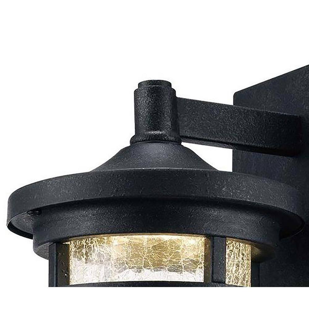 Home Decorators Collection Westbury Aged Iron Small LED Outdoor Wall Light Fixture with Clear Crackled Glass LED-KB S-08304