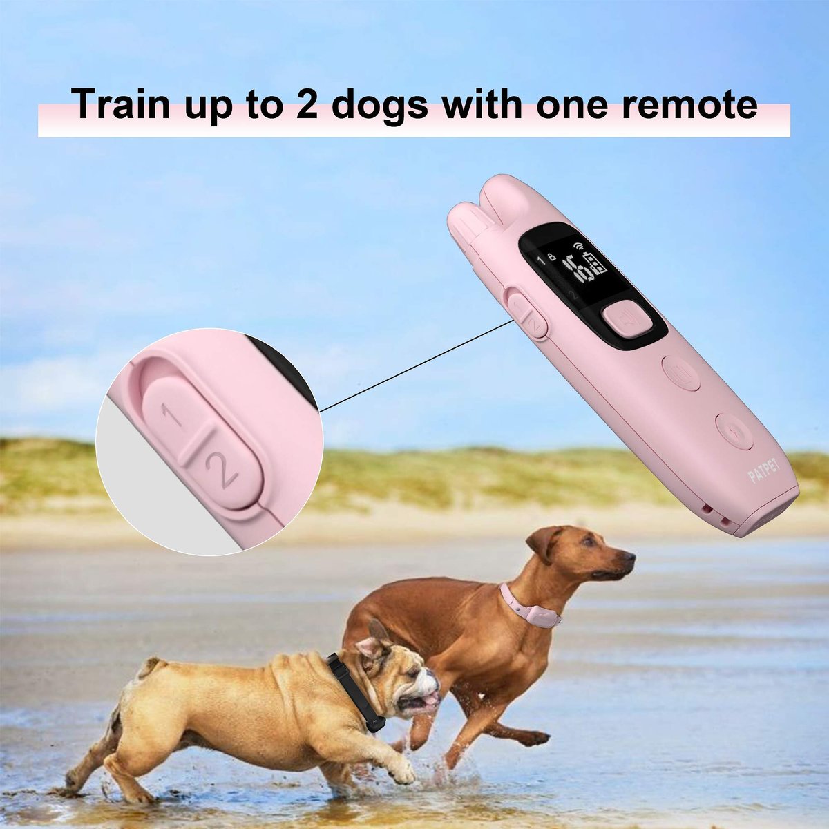 PATPET 682B 1000ft Remote Dog Training Collar， Pink， Small