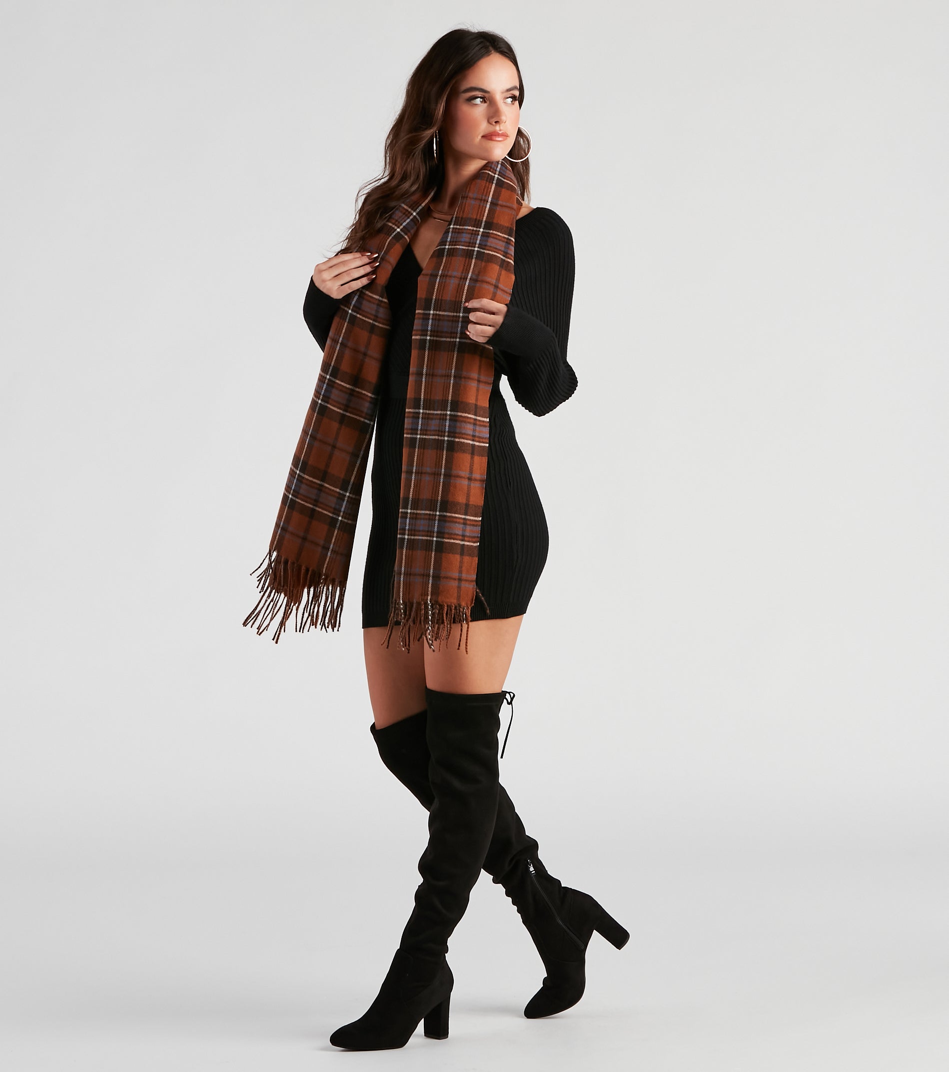 Wrap Me In Plaid Fringe Scarf