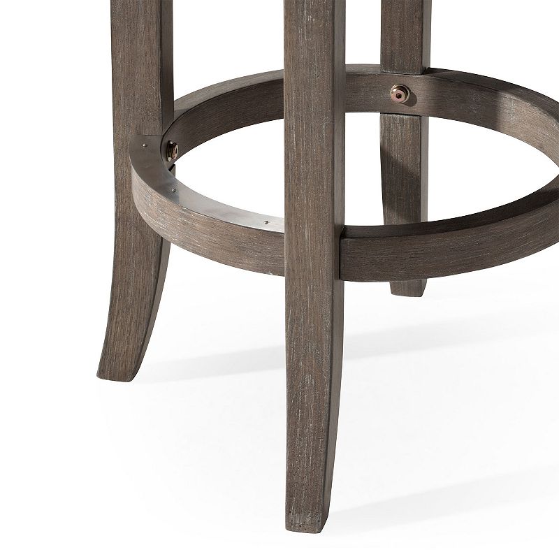 Maven Lane Eva Counter Stool， Reclaimed Oak Finish W/ Ronan Stone Vegan Leather