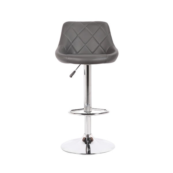 Porthos Home Rea Swivel Adjustable Height Bar Stool， PU Leather， Chrome Base