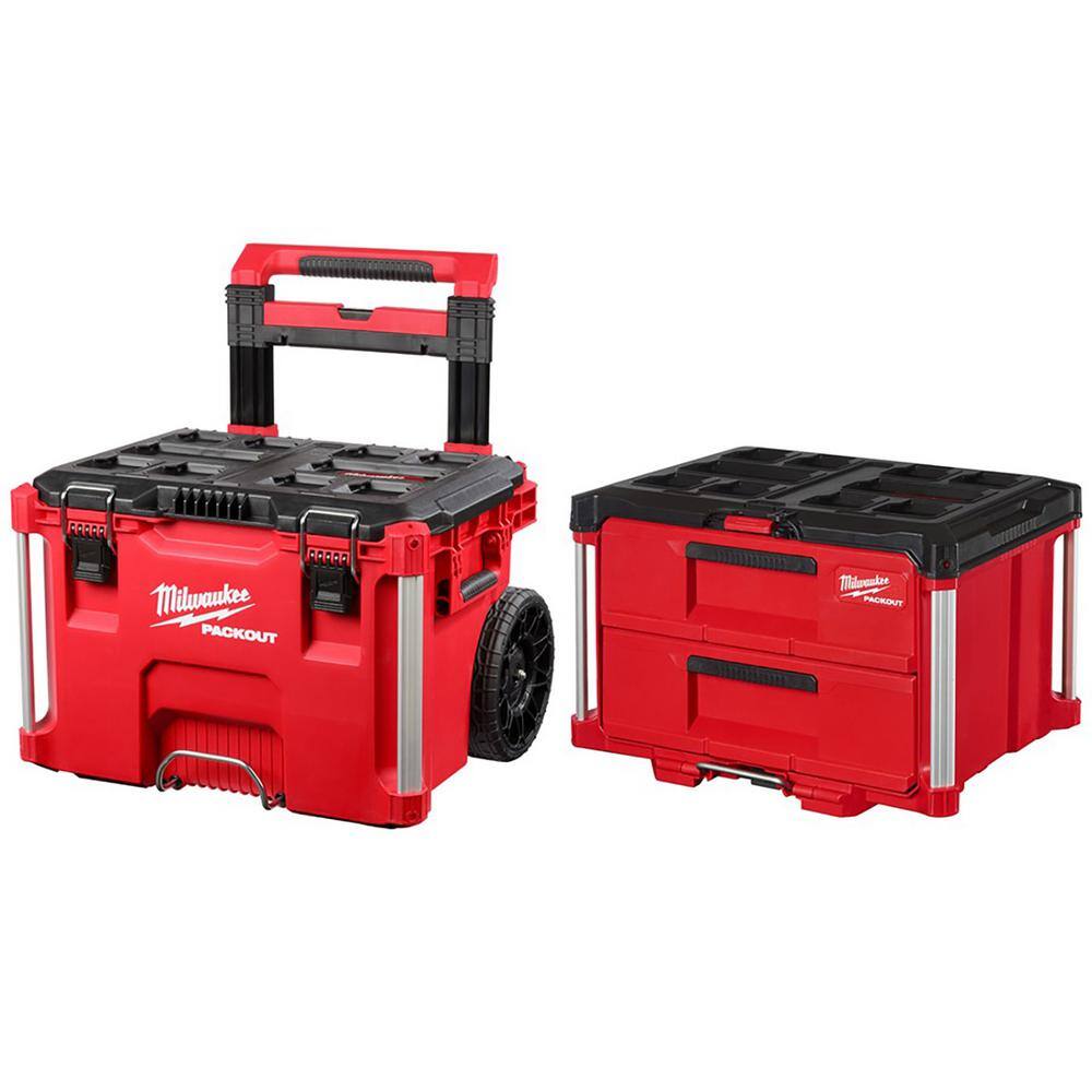 Milwaukee 48-22-8426-8442 PACKOUT 22 in. Rolling Tool Box and 22 in. 2-Drawer