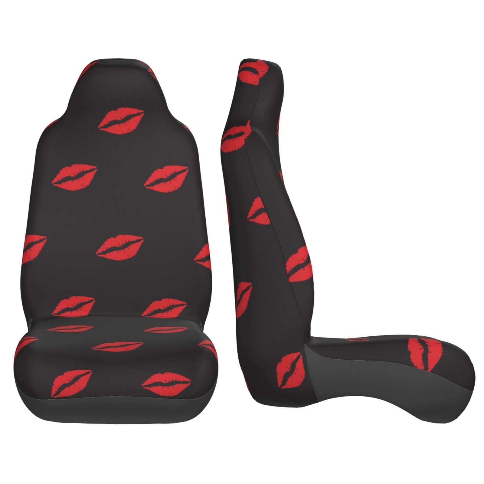 TEQUAN Front Seat Covers， Romance Love Kiss Backdrop Pattern 2 Piece Car Seat Cover Fit Most Car SUV Truck Van