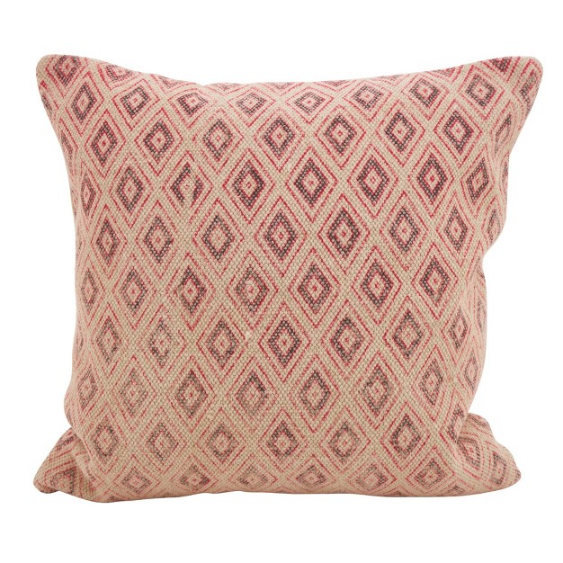 Boho Diamond Square Throw Pillow Red Saro Lifestyle