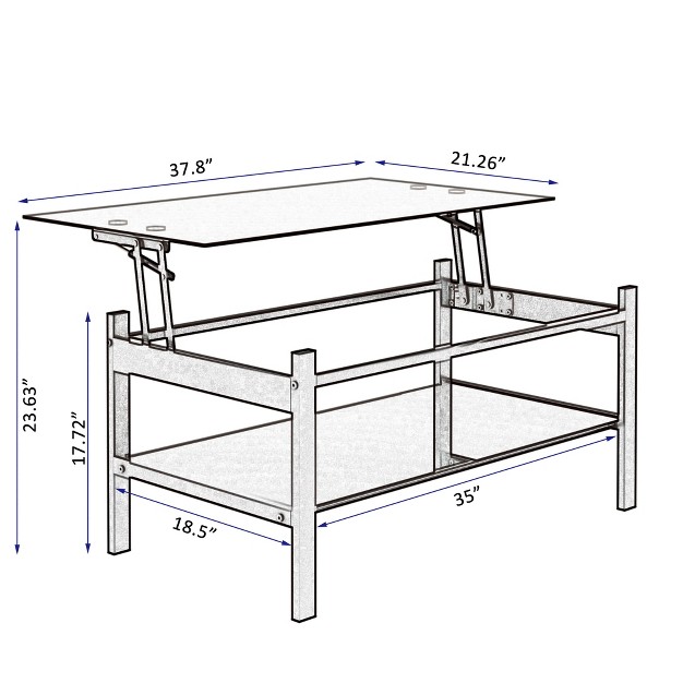 Tempered Glass Lift Top Coffee Table Black Modernluxe