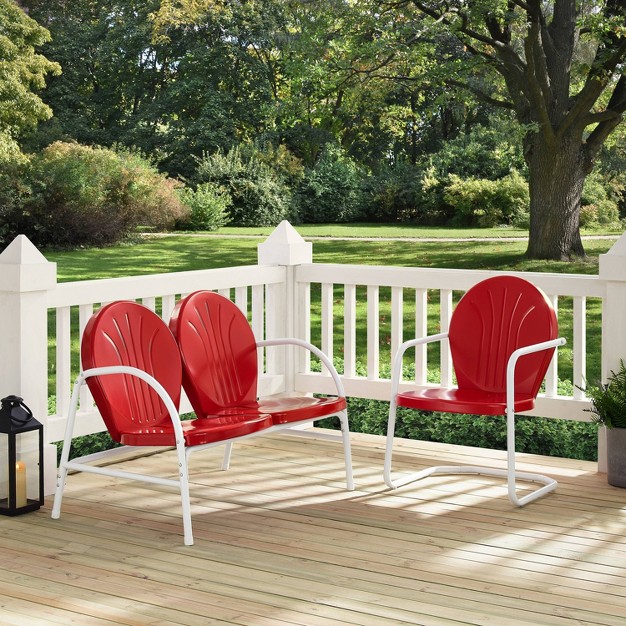 Griffith 2pc Outdoor Seating Set Bright Red Crosley