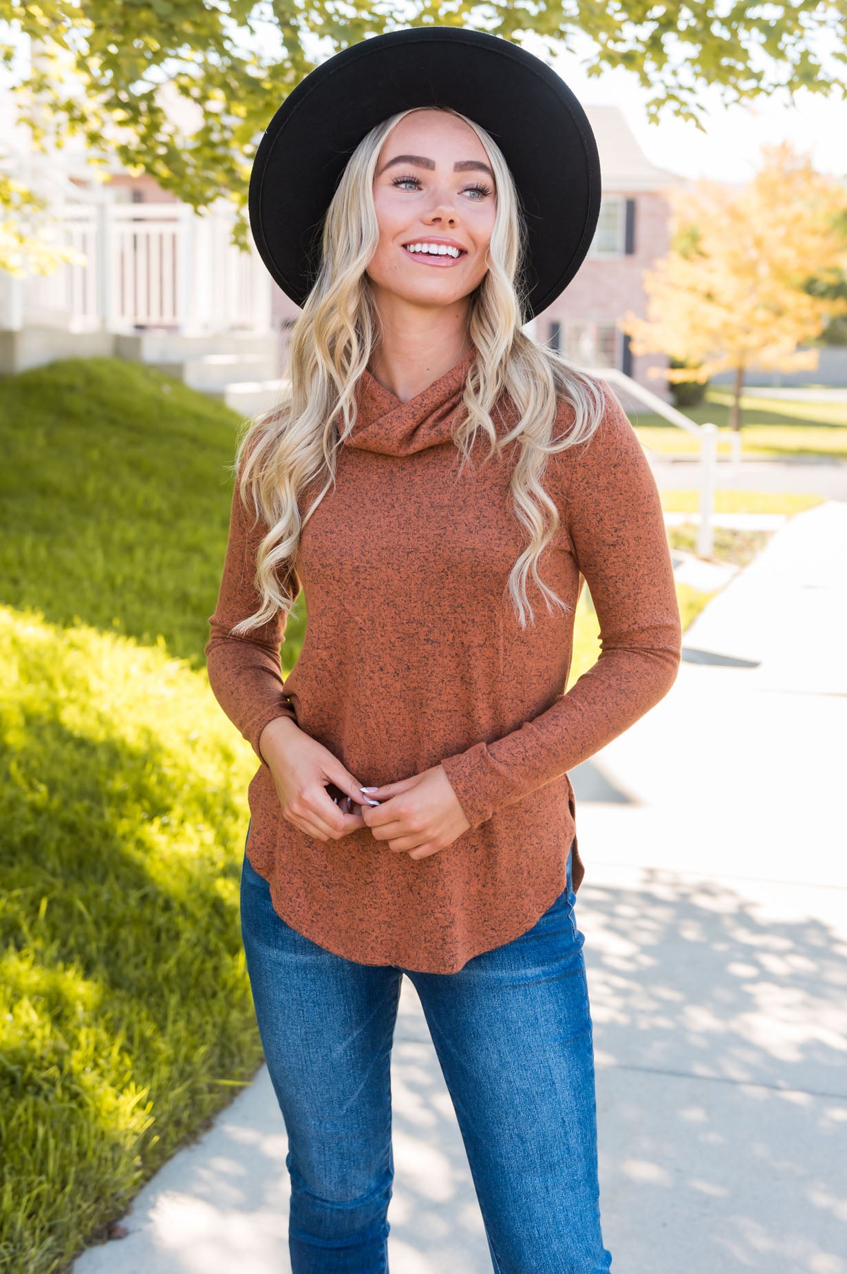 Loving Cozy Modest Cowl Neck Top