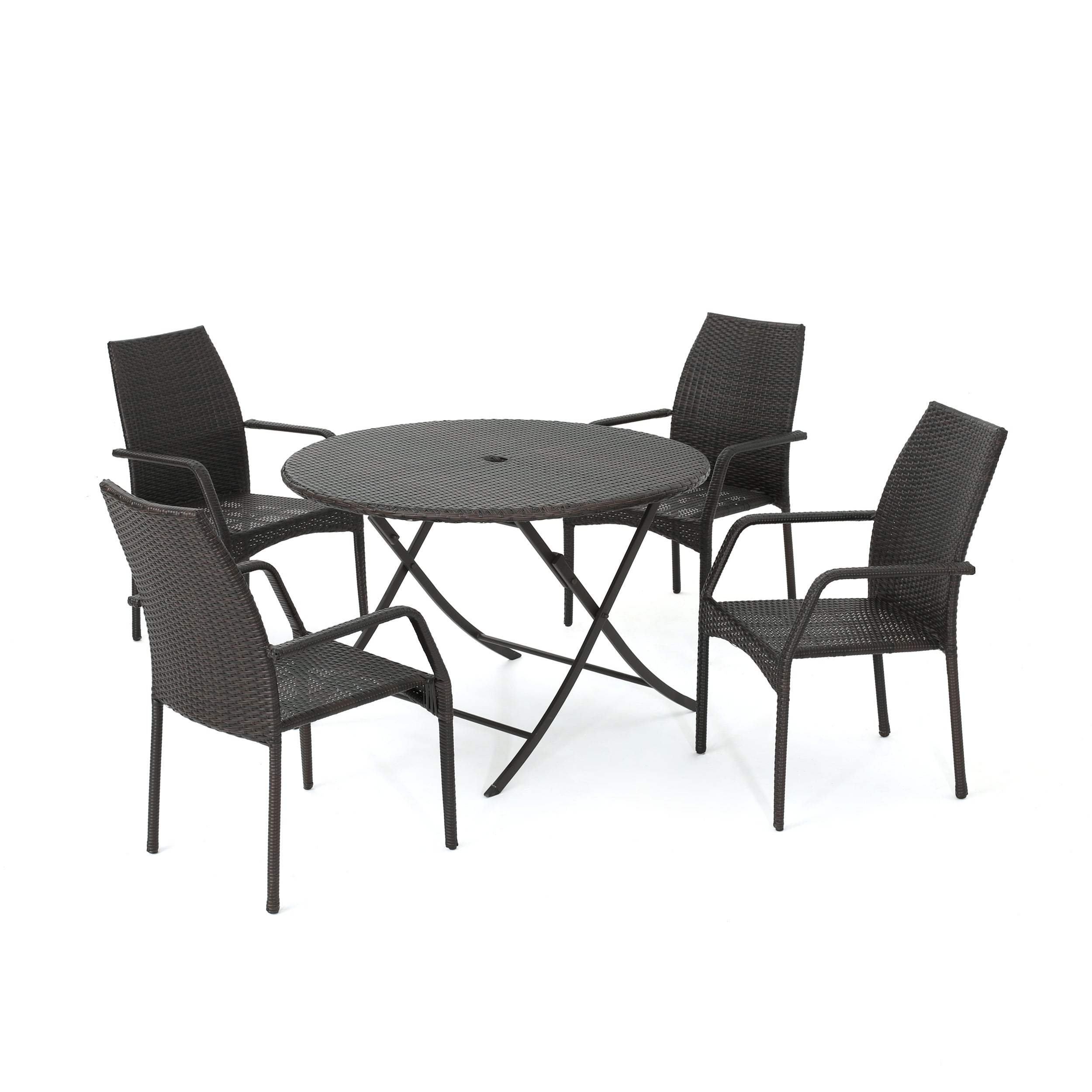 Knightley Outdoor 5 Piece Multi-brown Wicker Dining Set