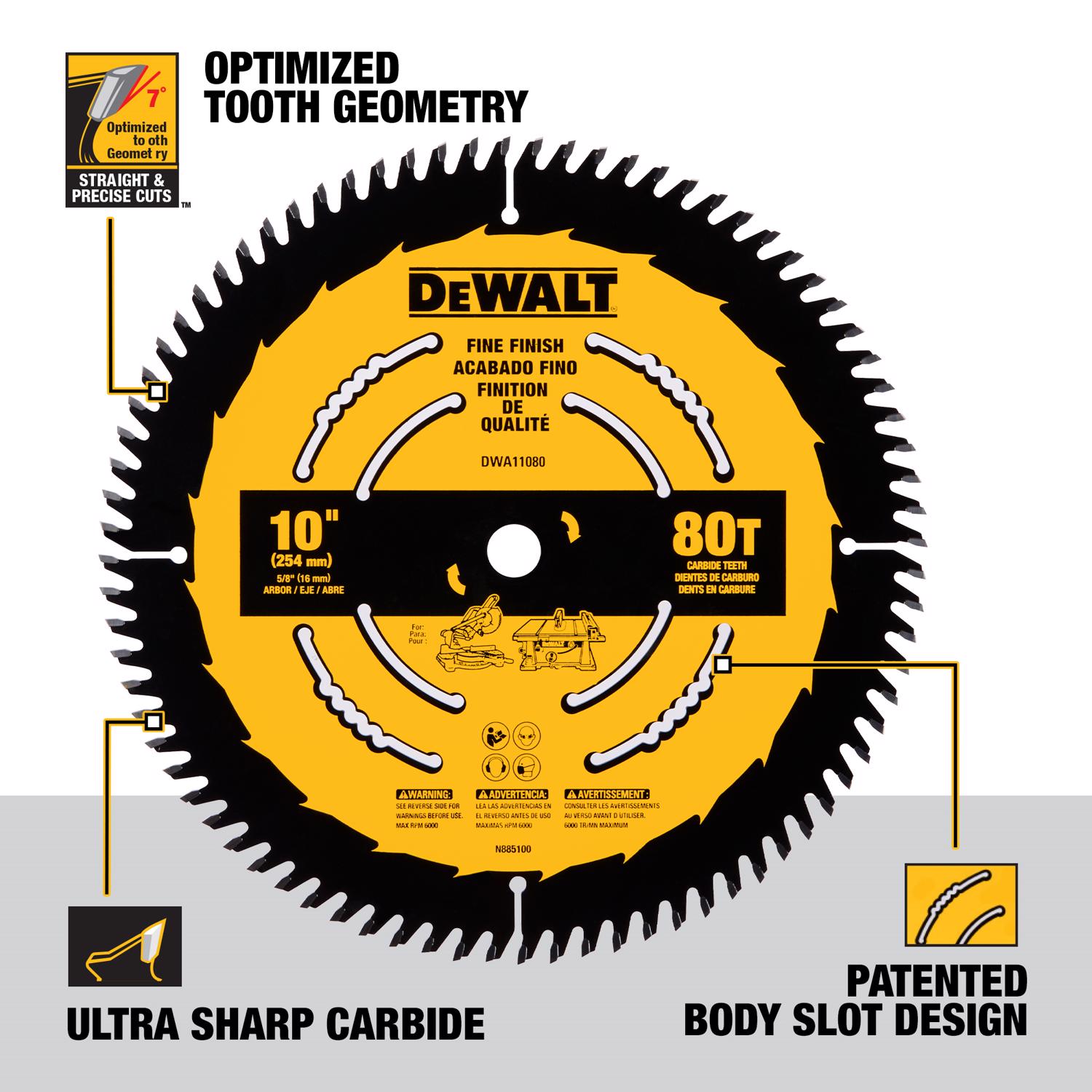 DW 10 in. D X 5/8 in. Carbide Tipped Circular Saw Blade 80 teeth 1 pc