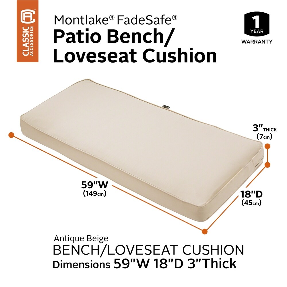 Montlake FadeSafe Patio Bench/Settee Cushion 3\