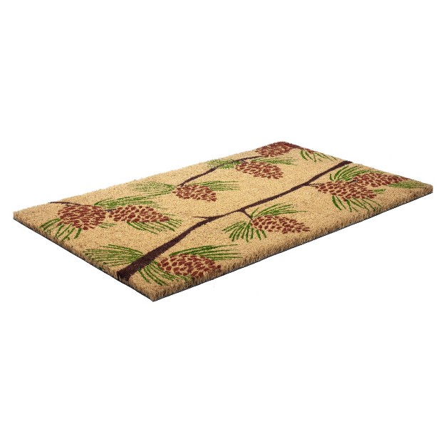 X 2 x27 4 quot Pine Cones Indoor outdoor Coir Doormat Green brown Entryways