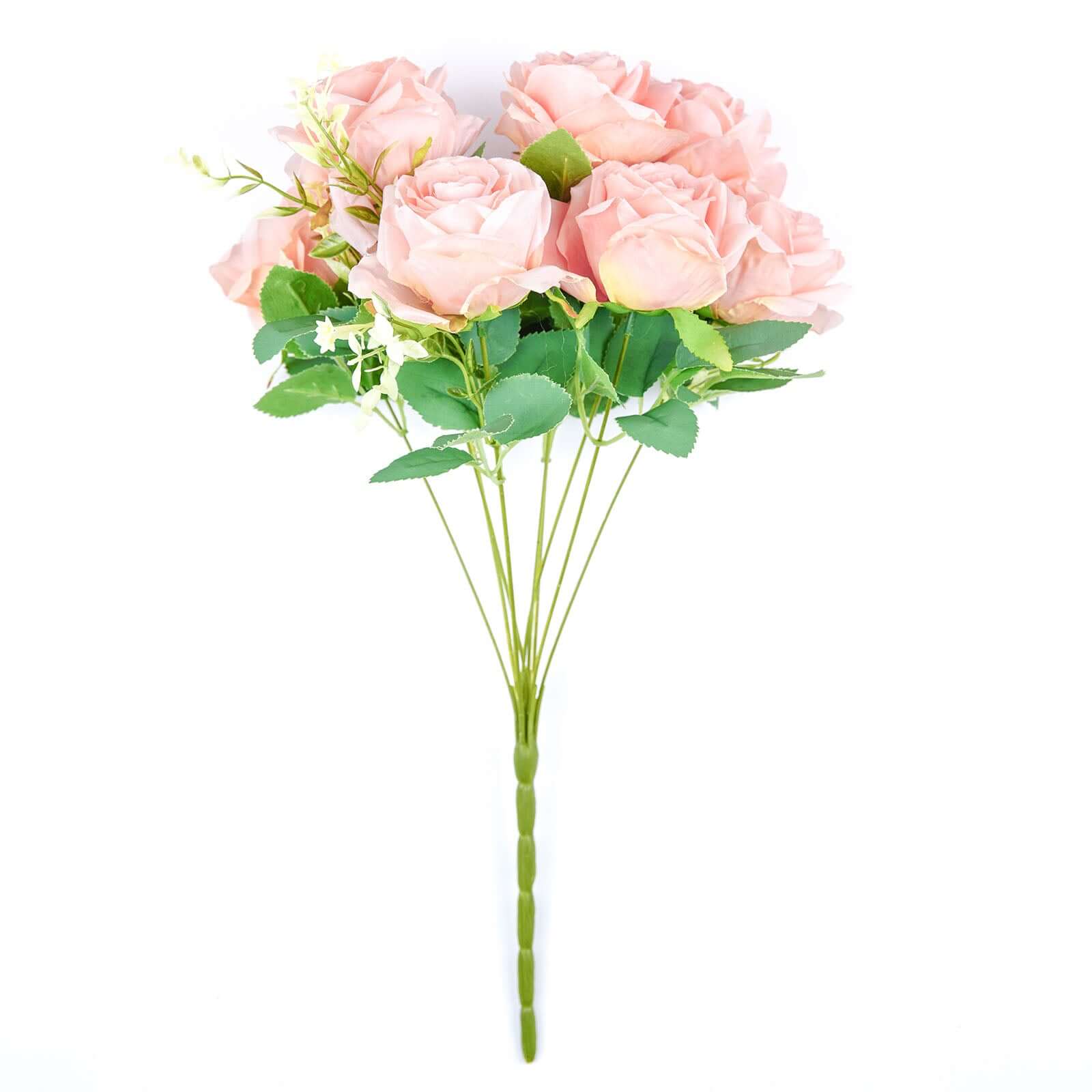 2 Bushes Blush Artificial Silk Rose Flower Arrangements, Real Touch Long Stem Flower Bouquet 18