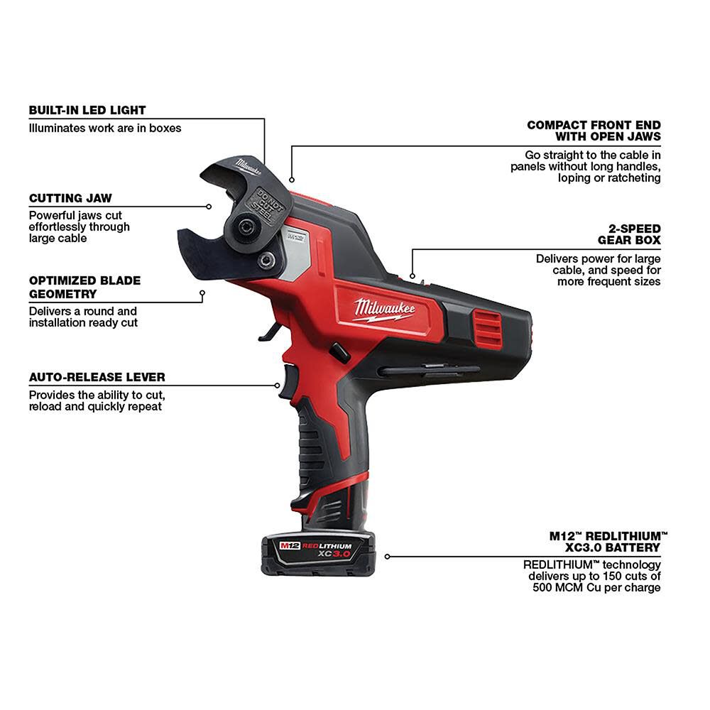 Milwaukee M12 600 MCM Cable Cutter Kit 2472-21XC from Milwaukee