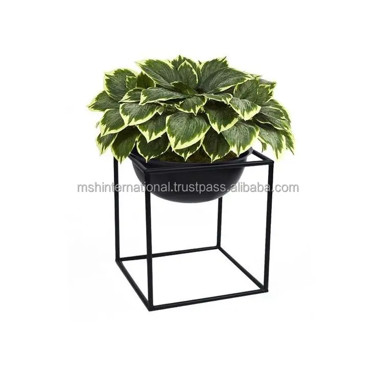 Metal Large Planter Pot with Iron Stand Round Shape Luxury Flower Pot and Planter Home Garden Decorative Planter with Stand