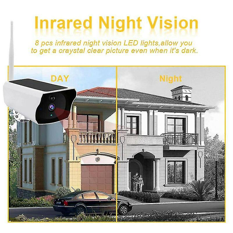 Solar Powered Wifi 2.4g Wireless 1080p Camera Ip66 Night Vision Security Outdoor