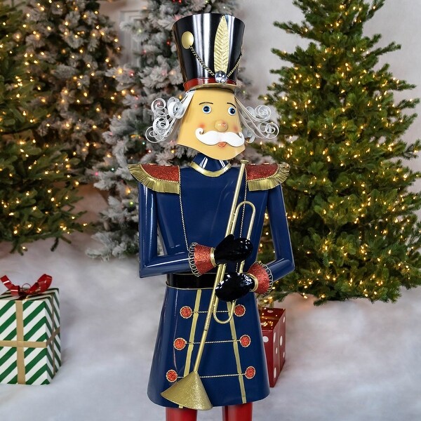 Iron Christmas Blue Nutcracker Harold Holding Trumpet