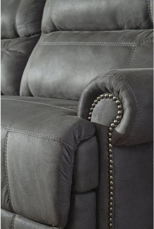 Ashley Furniture Austere Faux Leather Reclining Sofa in Gray   Transitional   Sofas   by Homesquare  Houzz