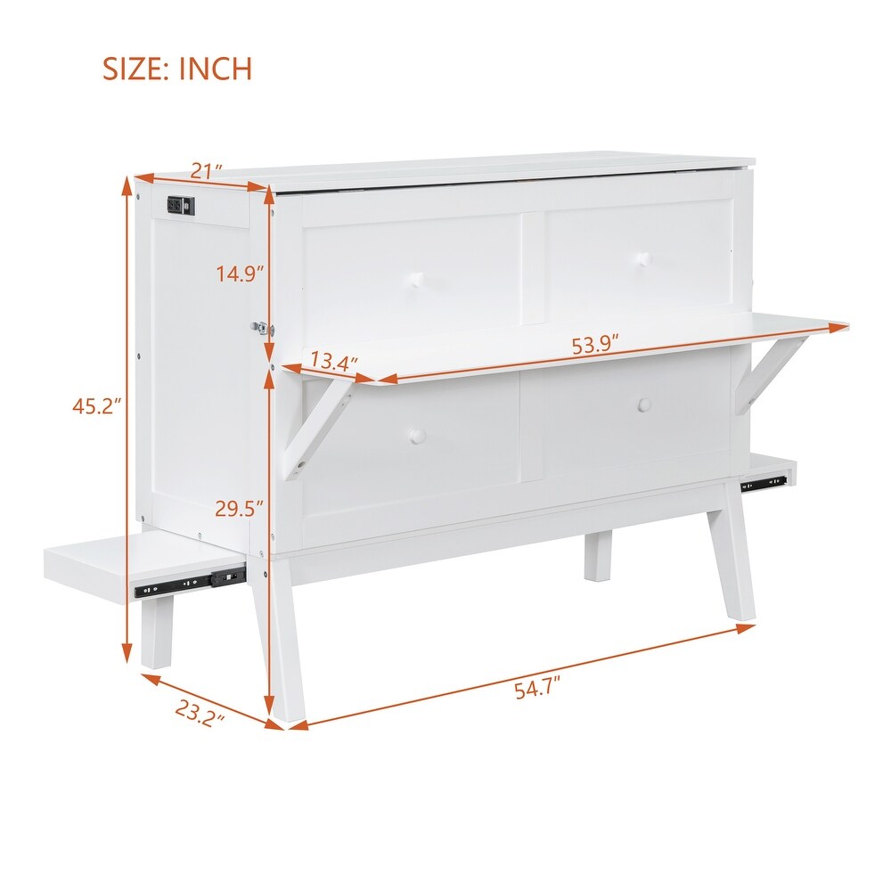 Murphy Bed with USB Port and Removable Shelves on Each Side