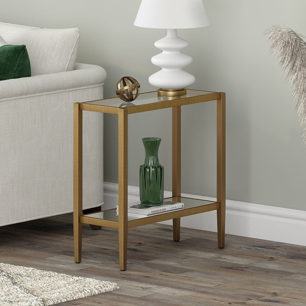 Hera 24'' Rectangular Side Table with Glass Shelf