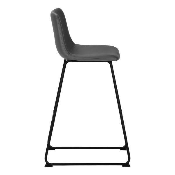 Office Chair， Bar Height， Standing， Computer Desk， Work， Grey Leather Look， Black Metal， Contemporary， Modern