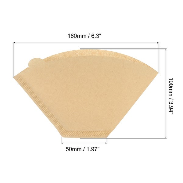 2-4 Cup Cone Coffee Paper Filter 6.3x1.97x3.94 Inch Disposable Pack of 100 - Natural Brown