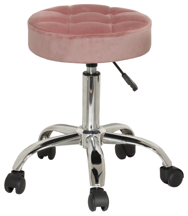 Hillsdale Furniture Nora Tufted Adjustable Backless Metal Vanity Stool in Pink   Contemporary   Vanity Stools And Benches   by Hillsdale Furniture  Houzz