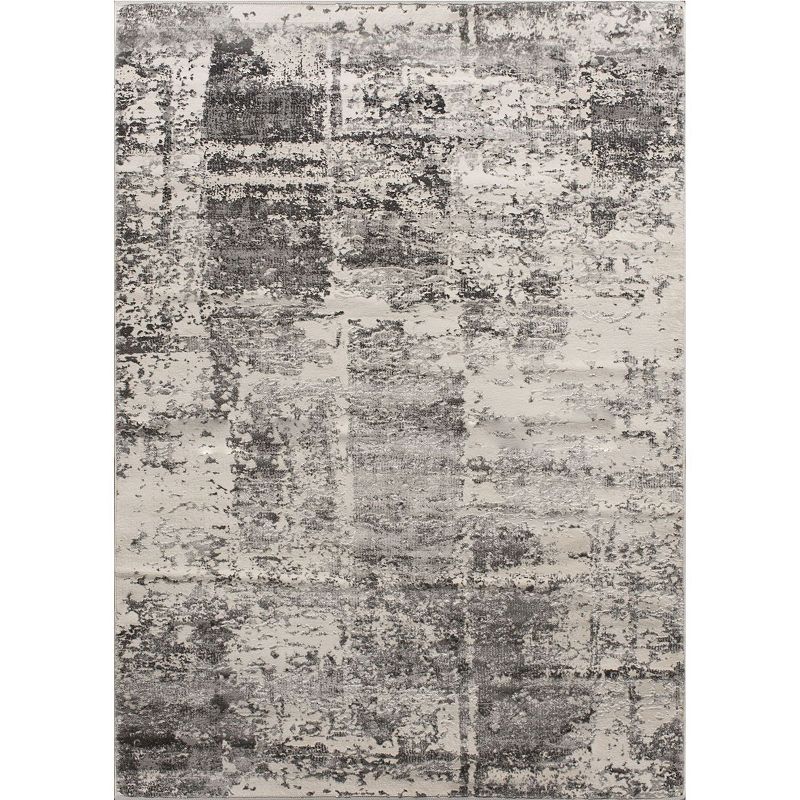 5' x 7' Ivory and Gray Rectangular Area Throw Rug