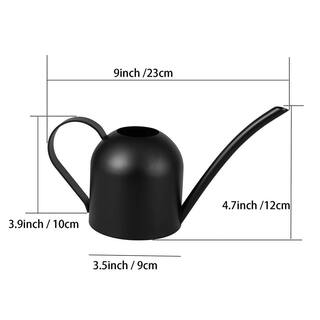 Dyiom 0.25 Gal. 450 ml Black Stainless Steel Watering Can with Long Spout Rainwater Harvesting System B094N1DC3F