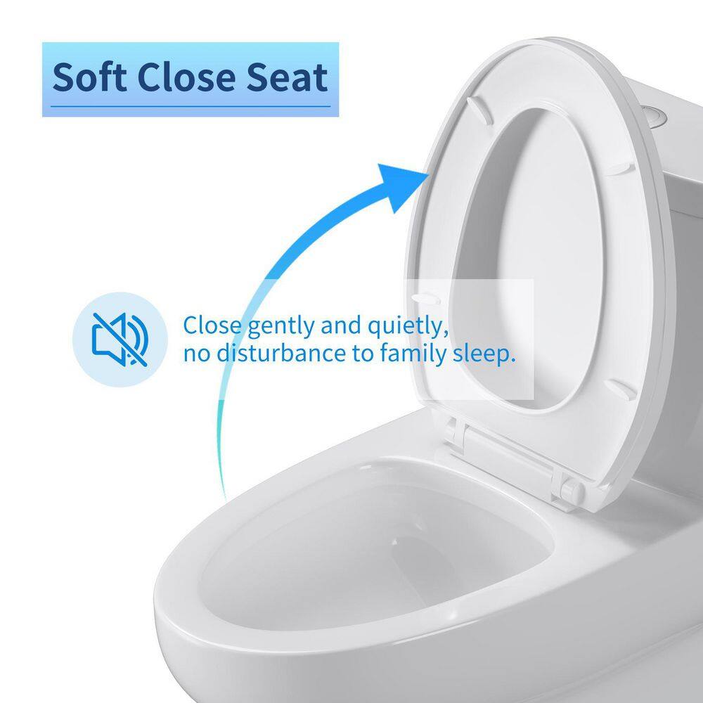 UPIKER Modern 12 in. Rough-In 1-piece 1.27 GPF Dual Flush Elongated Toilet in White Seat Included UP2210TOW12A003