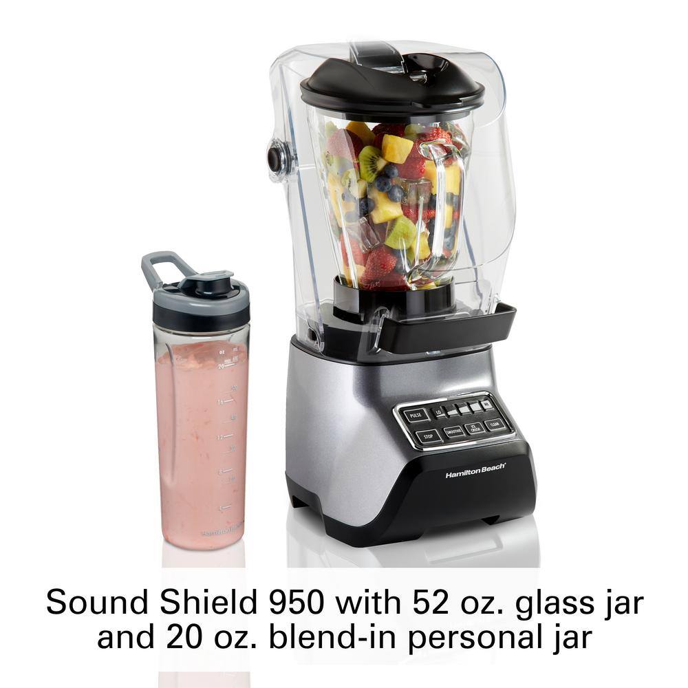 Hamilton Beach 52 oz 5-Speed Grey Sound Shield 950 Blender 53602