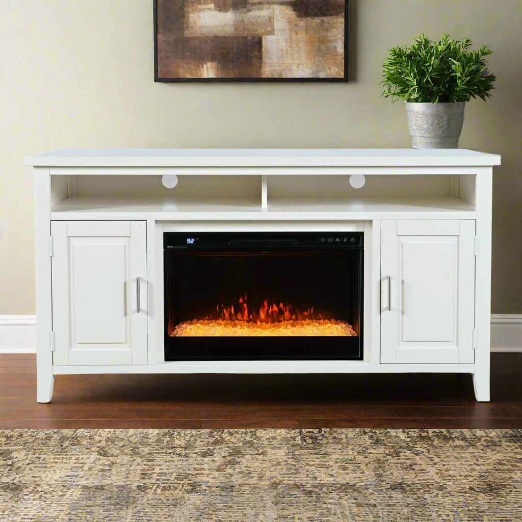 Urban White 60 Electric Fireplace & Media Console