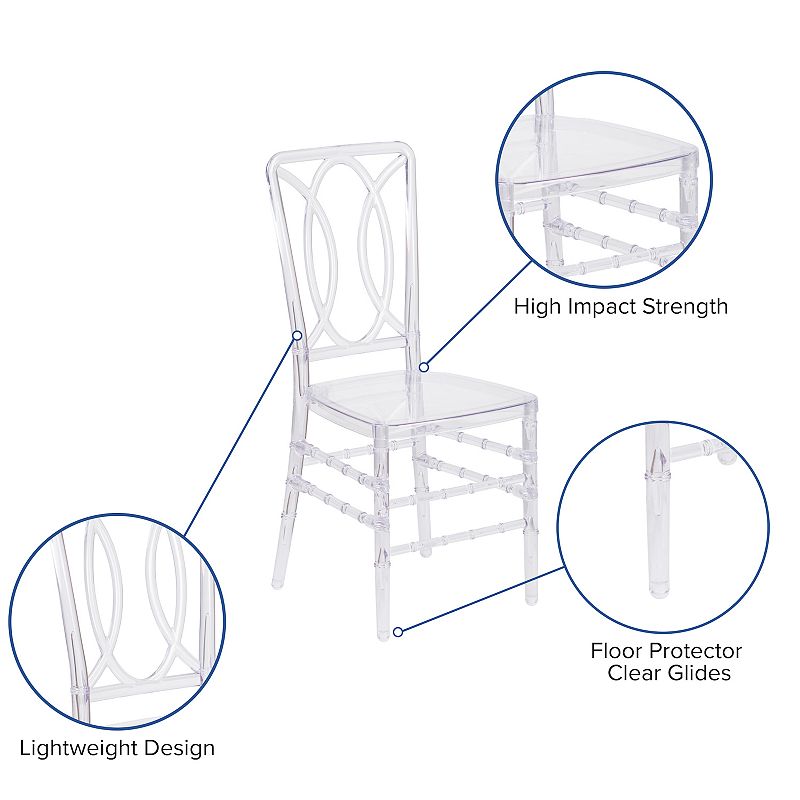 Emma and Oliver Transparent Design Stacking Chair with Designer Back - Event Chair - UV Resistant