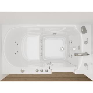 Universal Tubs HD Series 53 in. Right Drain Quick Fill Walk-In Whirlpool Bath Tub with Powered Fast Drain in White HD3053RWH