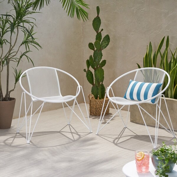 Outdoor Iron Frame Chairs with Mesh Design，Hairpin Legs