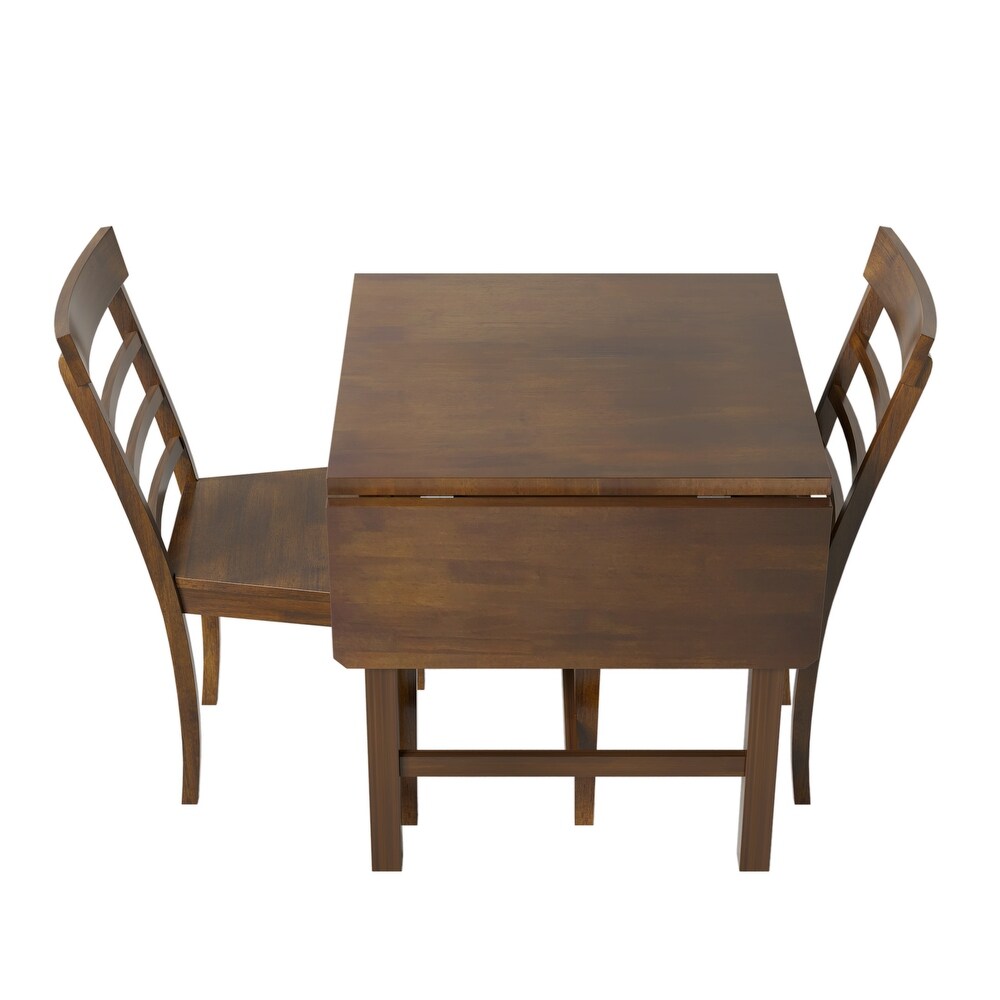 5 Pc Wood Square Drop Leaf Dining Set w/ 4 Chairs for Small Spaces