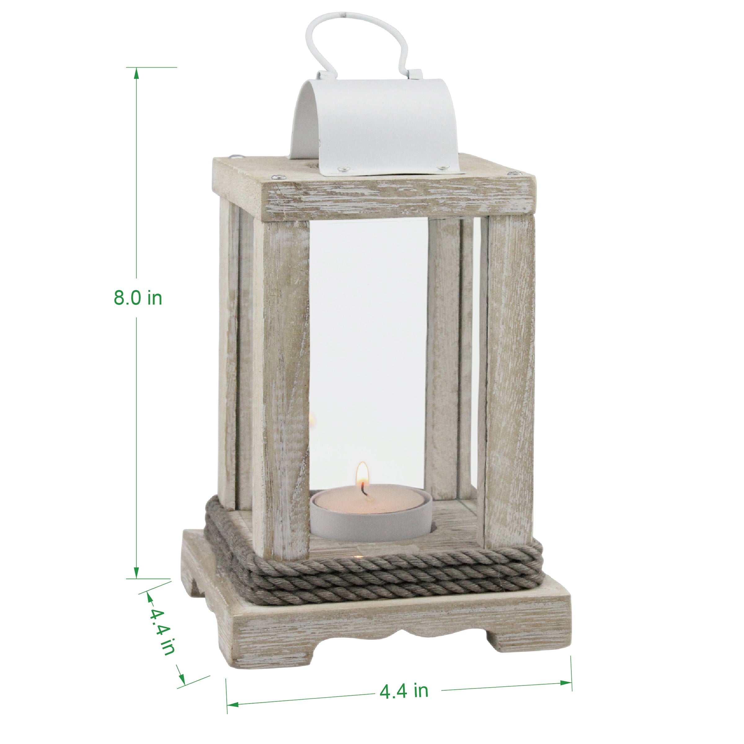 Stonebriar Decorative White Wood and Metal Lantern， Tealight Candle Holder