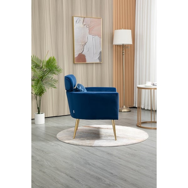 Modern Lounge Accent Chair with Velvet Upholstery， Navy