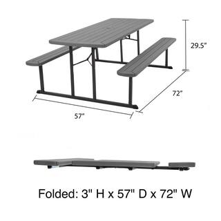 Cosco 6 ft. Dark Gray Wood Grain Folding Picnic Table C902HD87DGR1E