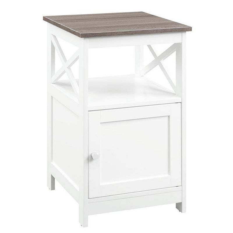 Convenience Concepts Oxford End Table with Cabinet， Driftwood White