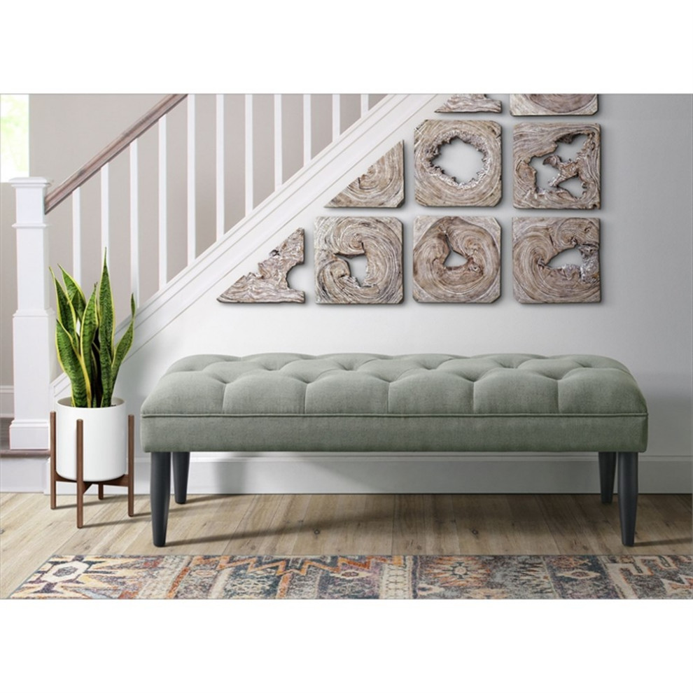 Picket House Furnishings Aris Tufted Upholstered Bench in Charcoal   Midcentury   Upholstered Benches   by Homesquare  Houzz