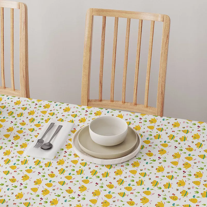 Square Tablecloth， 100% Cotton， 60x60， Dancing Chickens