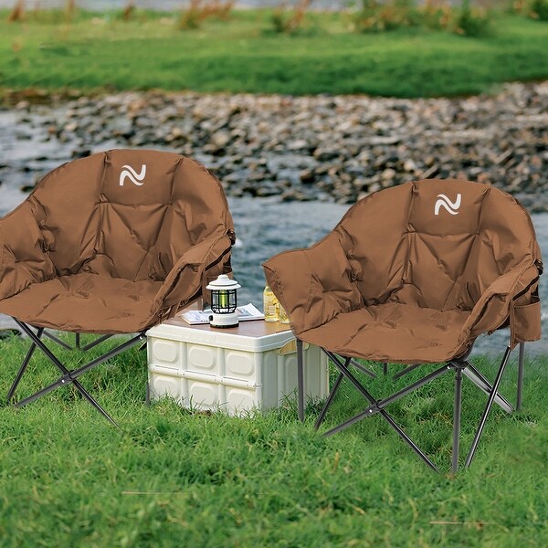 DoCred Oversized Camping Chair，Fully Padded Folding Moon Chair